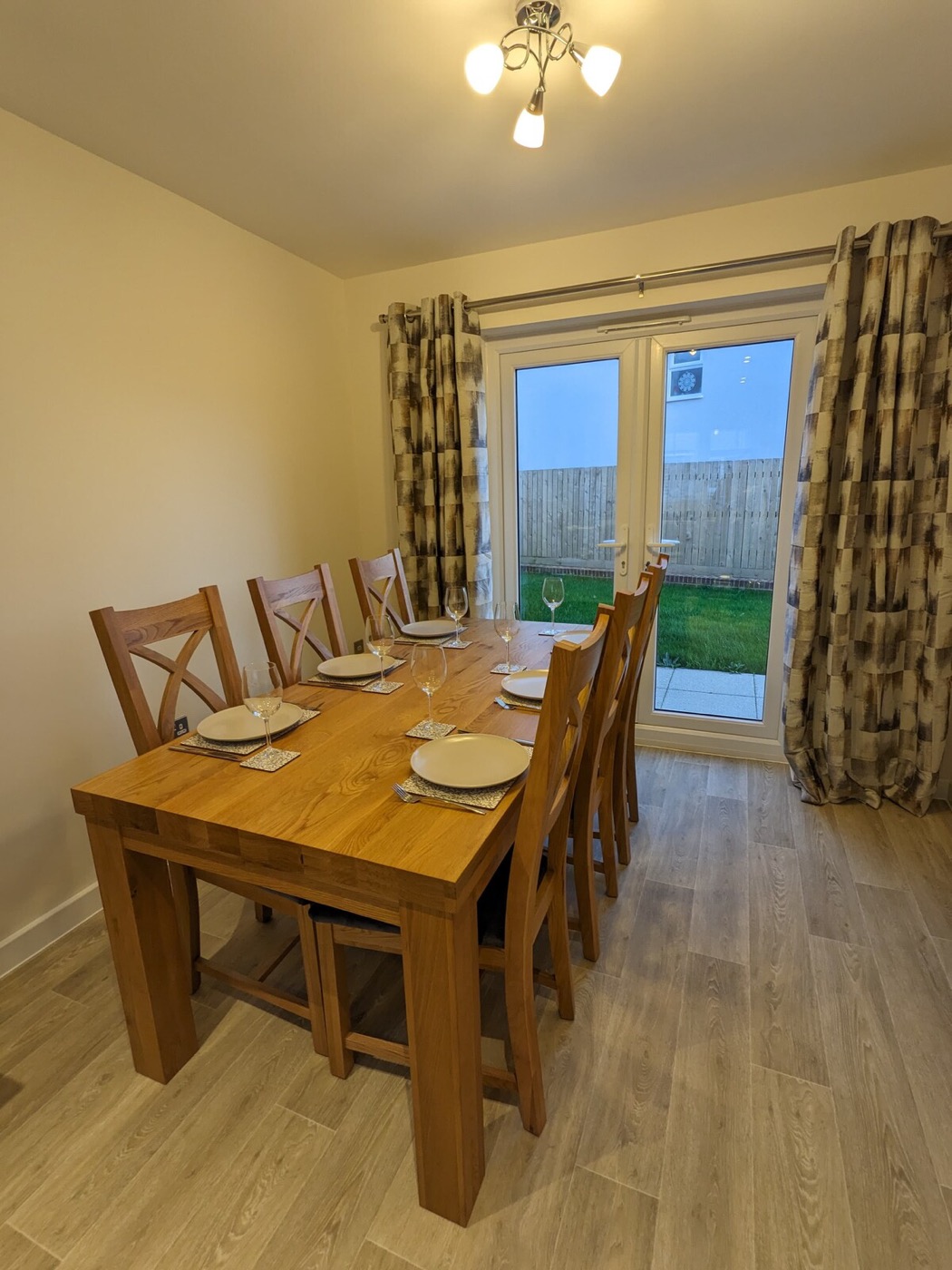The dining area at Waves & Walkways, set for a meal in